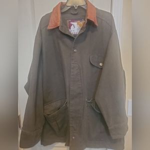 Vintage Structure Jacket Leather Collar Work Barn Green Size Medium